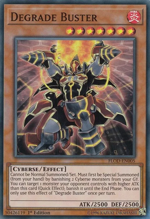 Degrade Buster FLOD-EN005 Unlimited Yu-Gi-Oh card from Flames of Destruction
