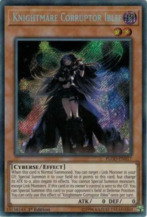 Knightmare Corruptor Iblee FLOD-EN017 Unlimited Yu-Gi-Oh card from Flames of Destruction