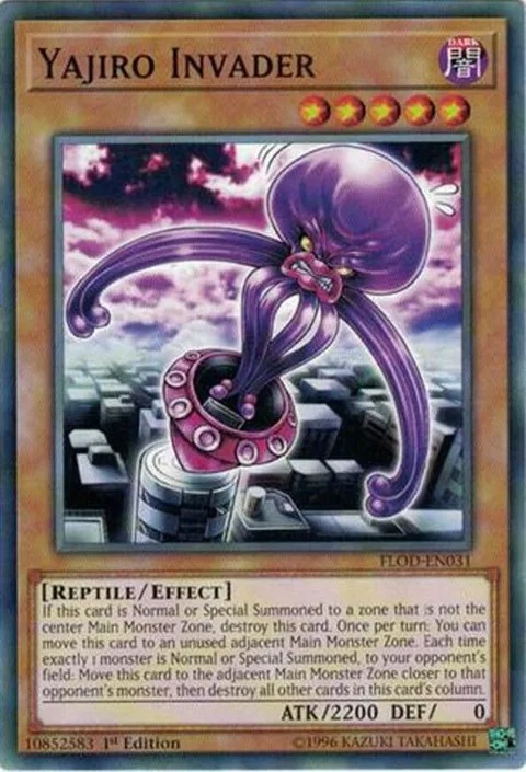 Yajiro Invader FLOD-EN031 1st Edition Yu-Gi-Oh card from Flames of Destruction