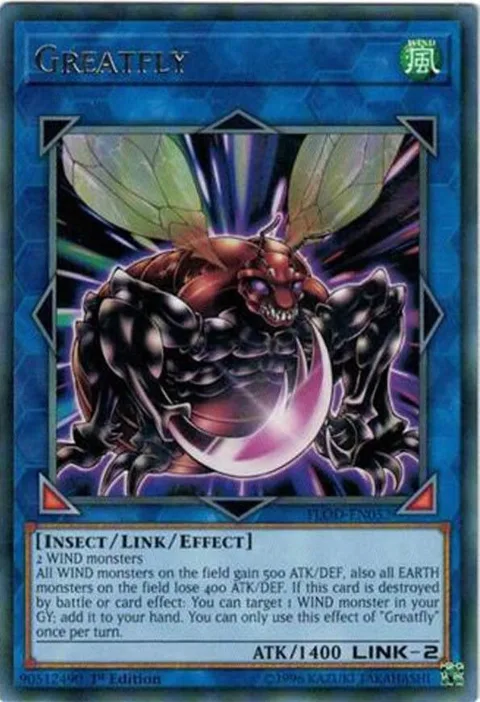 Greatfly FLOD-EN052 1st Edition Yu-Gi-Oh card from Flames of Destruction
