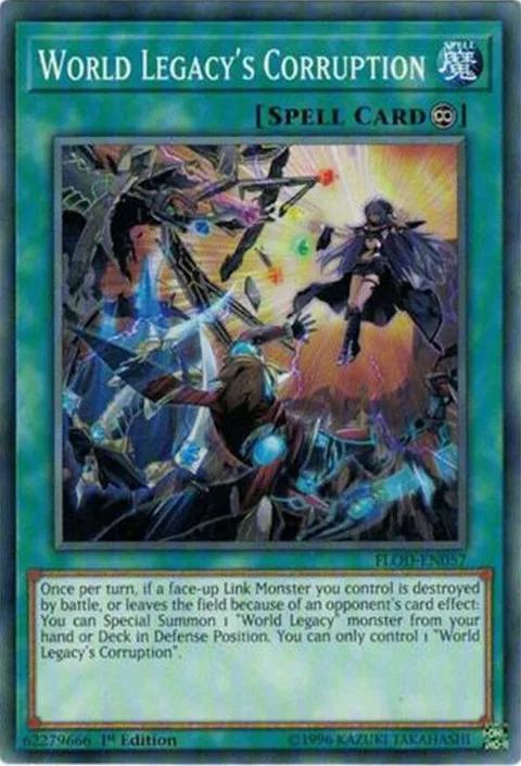 World Legacy's Corruption FLOD-EN057 Yu-Gi-Oh card from Flames of Destruction
