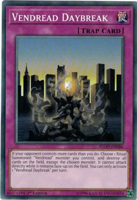 Vendread Daybreak FLOD-EN086 1st Edition Yu-Gi-Oh card from Flames of Destruction