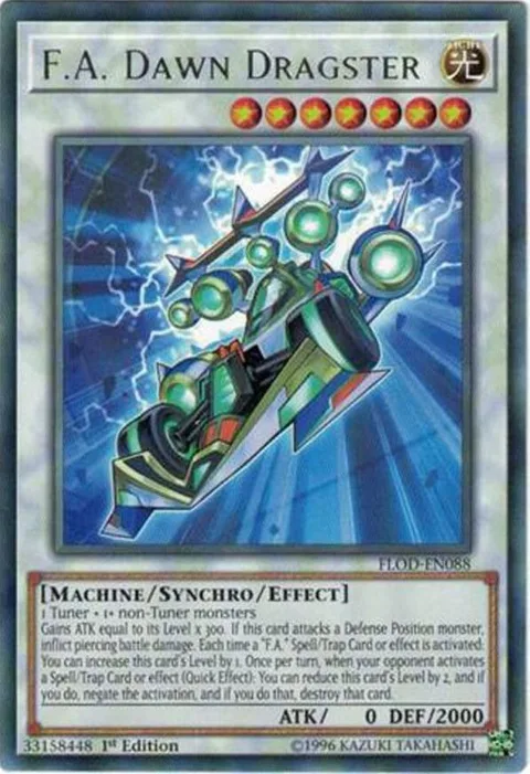 F.A. Dawn Dragster FLOD-EN088 1st Edition Yu-Gi-Oh card from Flames of Destruction