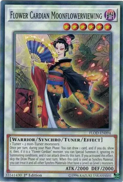 Flower Cardian Moonflowerviewing FLOD-EN094 1st Edition Yu-Gi-Oh card from Flames of Destruction