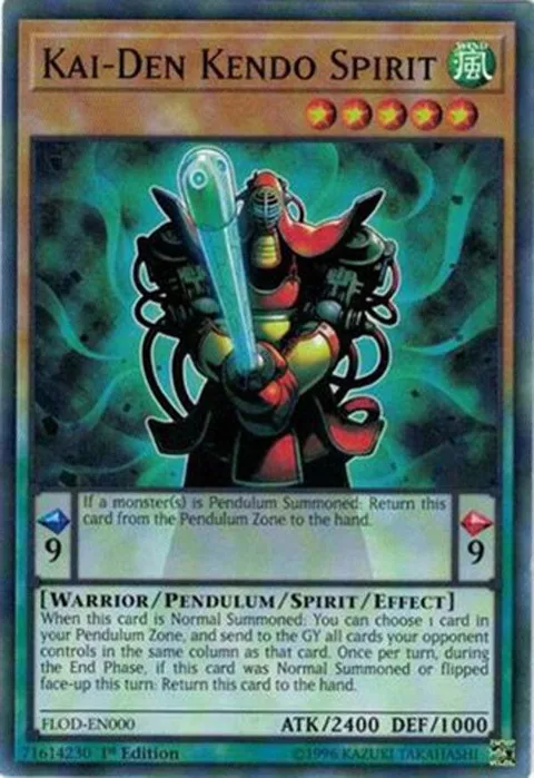 Kai-Den Kendo Spirit FLOD-EN000 1st Edition Yu-Gi-Oh card from Flames of Destruction