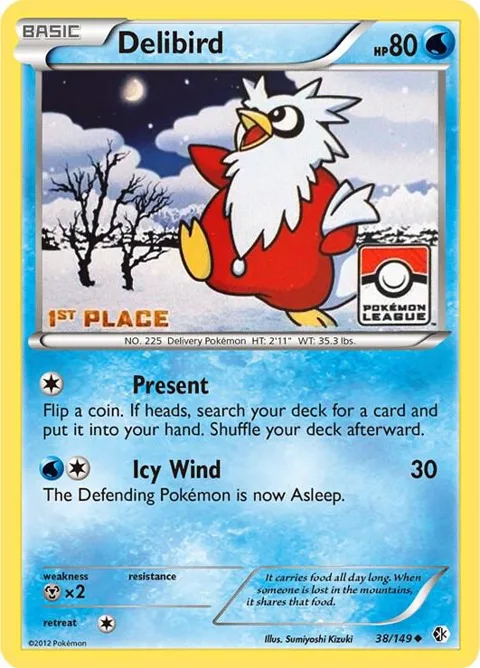 Delibird - 38/149 Pokemon League [1st Place] #038/149 Reverse Holofoil Pokémon card from League & Championship Cards