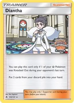 Diantha - 105/131 Regional Championships #105/131 Reverse Holofoil Pokémon card from League & Championship Cards