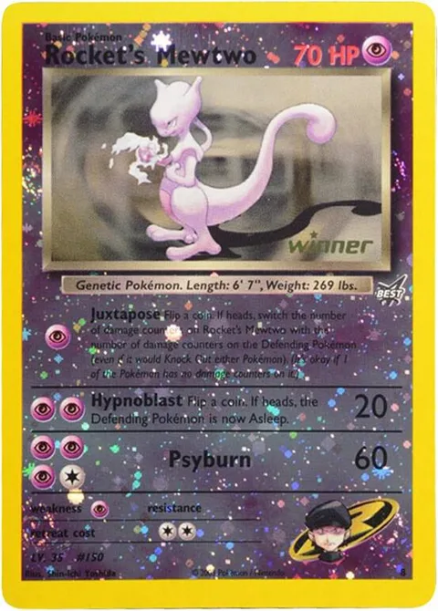 Rocket's Mewtwo - 8 [Winner] #008/009 Reverse Holofoil Pokémon card from Best of Promos