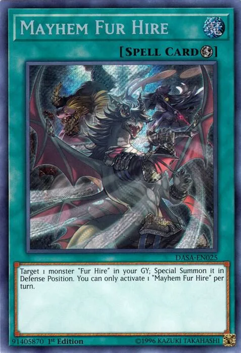 Mayhem Fur Hire DASA-EN025 Unlimited Yu-Gi-Oh card from Dark Saviors