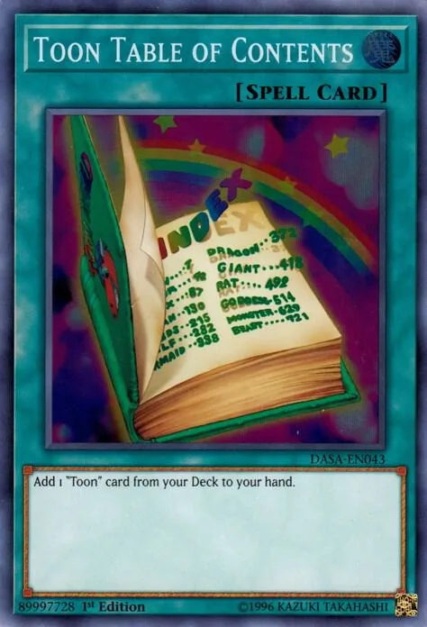 Toon Table of Contents DASA-EN043 1st Edition Yu-Gi-Oh card from Dark Saviors