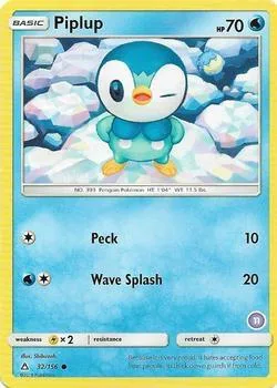Piplup 11 #32/156 Pokémon card from SM Trainer Kit: Alolan Sandslash & Alolan Ninetales