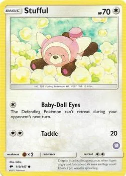 Stufful 12 #110/147 Pokémon card from SM Trainer Kit: Alolan Sandslash & Alolan Ninetales