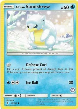 Alolan Sandshrew 14 #19/145 Pokémon card from SM Trainer Kit: Alolan Sandslash & Alolan Ninetales