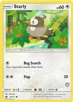 Starly 15 #81/111 Pokémon card from SM Trainer Kit: Alolan Sandslash & Alolan Ninetales