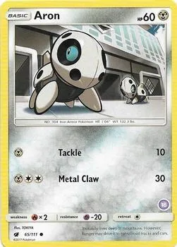 Aron 18 #65/111 Pokémon card from SM Trainer Kit: Alolan Sandslash & Alolan Ninetales