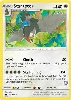 Staraptor 22 #83/111 Pokémon card from SM Trainer Kit: Alolan Sandslash & Alolan Ninetales