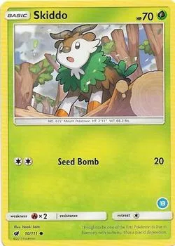 Skiddo 13 #10/111 Pokémon card from SM Trainer Kit: Alolan Sandslash & Alolan Ninetales