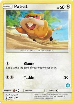 Patrat 16 #107/145 Pokémon card from SM Trainer Kit: Alolan Sandslash & Alolan Ninetales