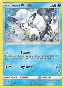 Alolan Vulpix 29 #21/145 Pokémon card from SM Trainer Kit: Alolan Sandslash & Alolan Ninetales