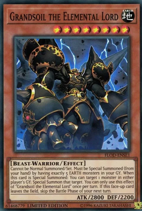 Grandsoil the Elemental Lord FLOD-ENSE1 Yu-Gi-Oh card from Flames of Destruction