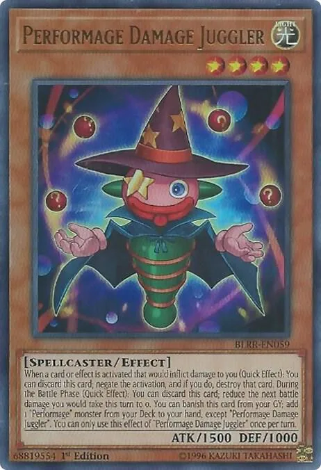 Performage Damage Juggler BLRR-EN059 Yu-Gi-Oh card from Battles of Legend: Relentless Revenge