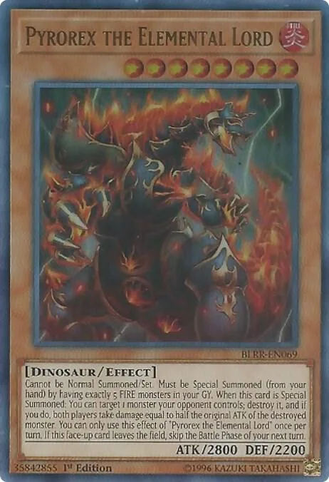 Pyrorex the Elemental Lord BLRR-EN069 Yu-Gi-Oh card from Battles of Legend: Relentless Revenge
