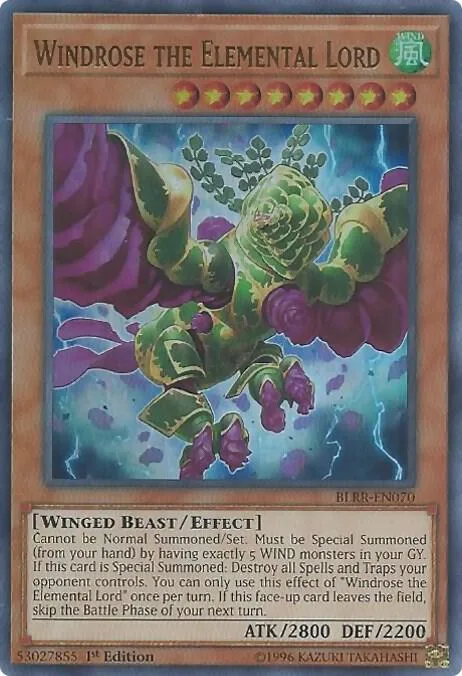 Windrose the Elemental Lord BLRR-EN070 Yu-Gi-Oh card from Battles of Legend: Relentless Revenge