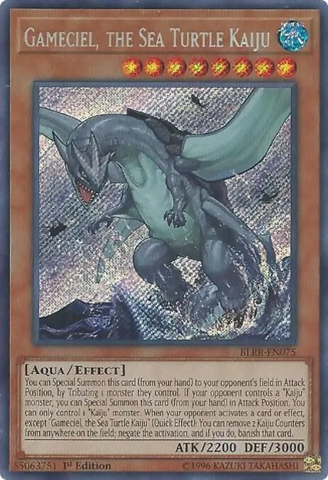 Gameciel, the Sea Turtle Kaiju BLRR-EN075 Yu-Gi-Oh card from Battles of Legend: Relentless Revenge