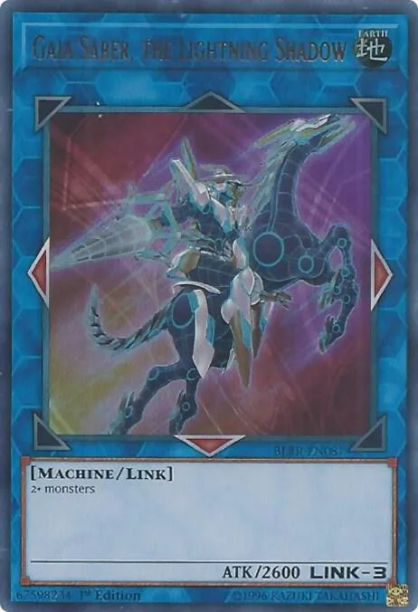 Gaia Saber, the Lightning Shadow BLRR-EN087 Yu-Gi-Oh card from Battles of Legend: Relentless Revenge