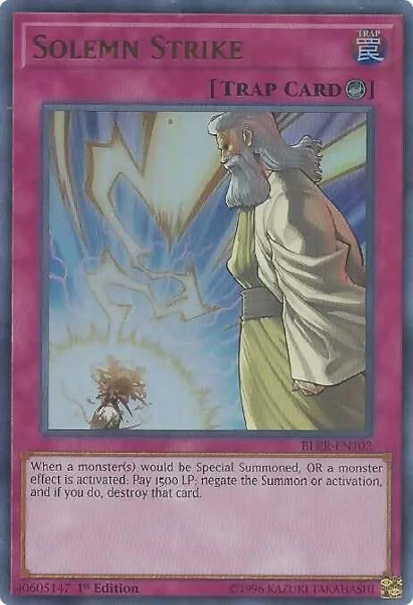 Solemn Strike BLRR-EN102 Yu-Gi-Oh card from Battles of Legend: Relentless Revenge