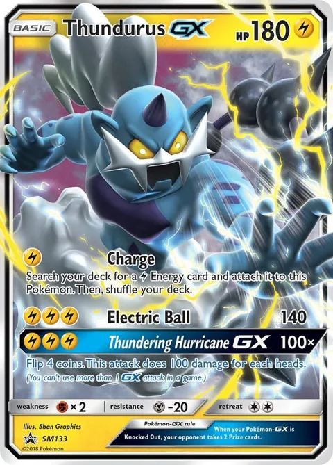 Thundurus GX #SM133 Holofoil Pokémon card from SM Promos