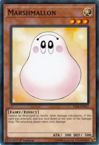 Marshmallon YS18-EN017 Yu-Gi-Oh card from Starter Deck: Codebreaker