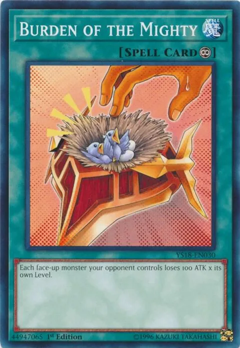 Burden of the Mighty YS18-EN030 Yu-Gi-Oh card from Starter Deck: Codebreaker