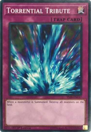 Torrential Tribute YS18-EN037 Yu-Gi-Oh card from Starter Deck: Codebreaker