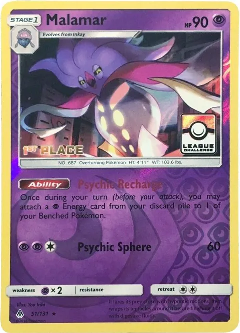 Malamar - 51/131 League Challenge [1st Place] #051/131 Reverse Holofoil Pokémon card from League & Championship Cards