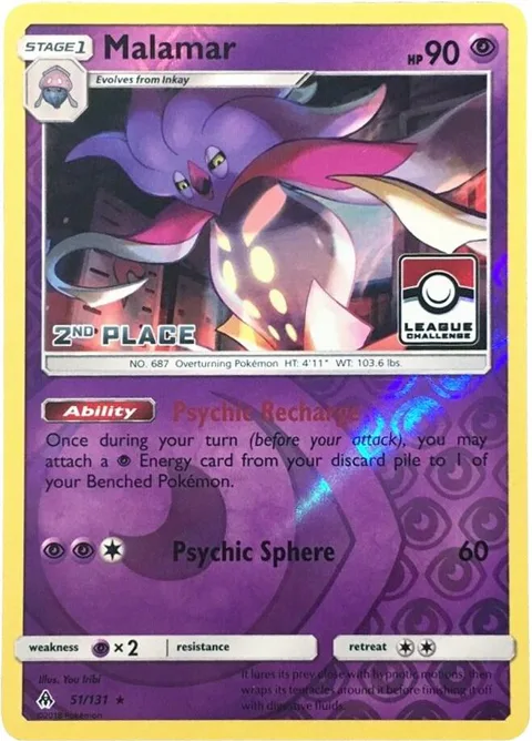 Malamar - 51/131 League Challenge [2nd Place] #051/131 Reverse Holofoil Pokémon card from League & Championship Cards
