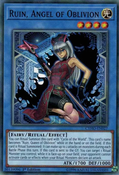 Ruin, Angel of Oblivion CYHO-EN027 1st Edition Yu-Gi-Oh card from Cybernetic Horizon