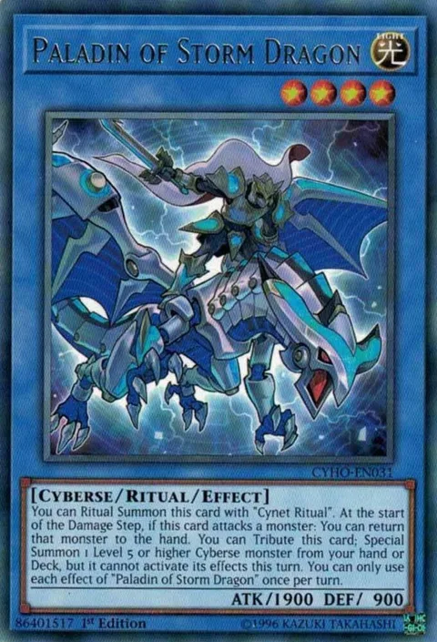 Paladin of Storm Dragon CYHO-EN031 1st Edition Yu-Gi-Oh card from Cybernetic Horizon