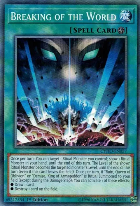 Breaking of the World CYHO-EN057 1st Edition Yu-Gi-Oh card from Cybernetic Horizon