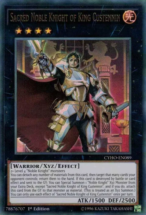 Sacred Noble Knight of King Custennin CYHO-EN089 1st Edition Yu-Gi-Oh card from Cybernetic Horizon