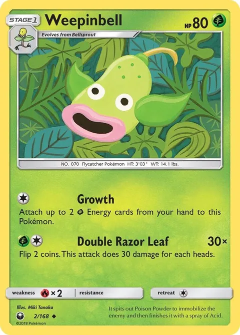 Weepinbell #2/168 Pokémon card from SM - Celestial Storm