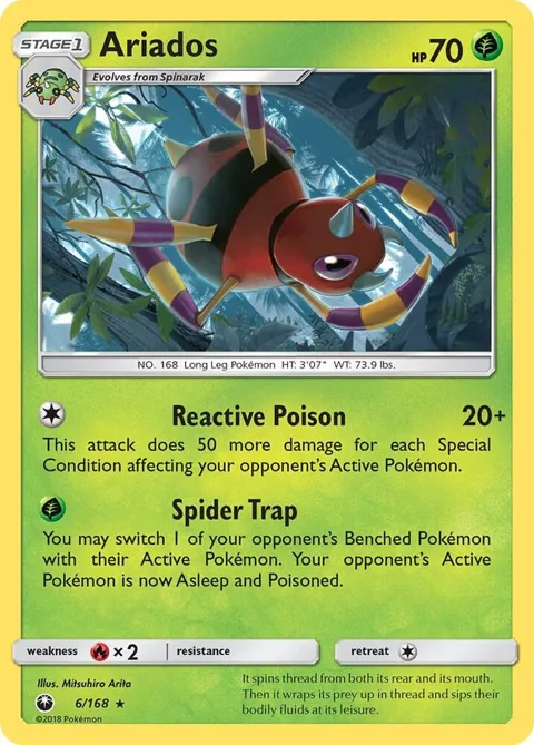 Ariados #6/168 Reverse Holofoil Pokémon card from SM - Celestial Storm