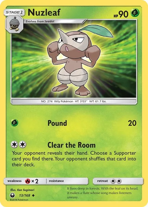 Nuzleaf #13/168 Pokémon card from SM - Celestial Storm