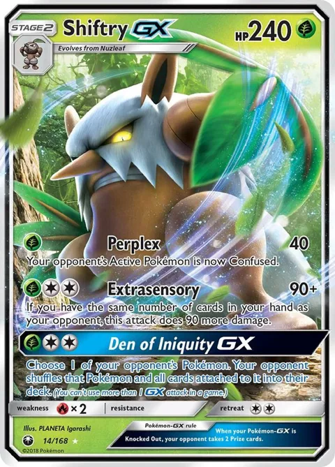 Shiftry GX #14/168 Holofoil Pokémon card from SM - Celestial Storm