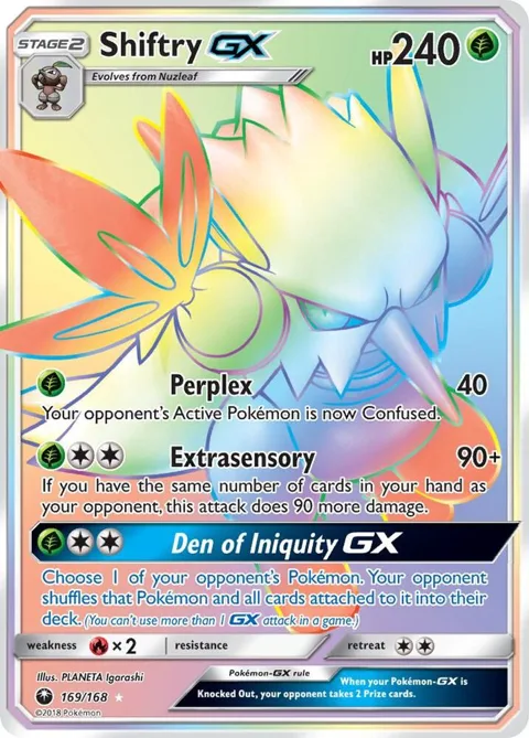 Shiftry GX Secret Rare #169/168 Holofoil Pokémon card from SM - Celestial Storm