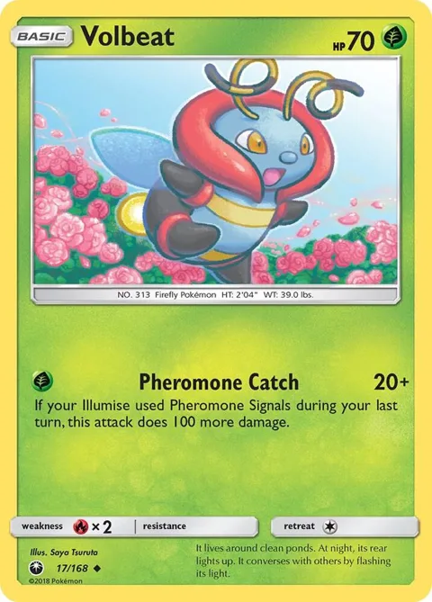 Volbeat #17/168 Reverse Holofoil Pokémon card from SM - Celestial Storm