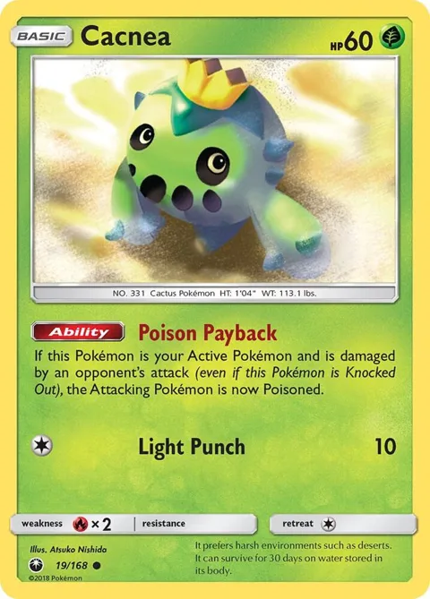 Cacnea #19/168 Pokémon card from SM - Celestial Storm