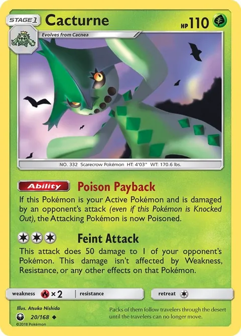 Cacturne #20/168 Reverse Holofoil Pokémon card from SM - Celestial Storm