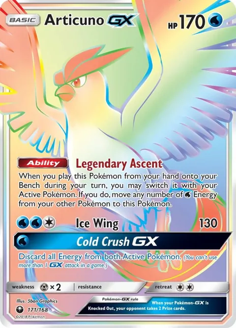 Articuno GX Secret Rare #171/168 Holofoil Pokémon card from SM - Celestial Storm