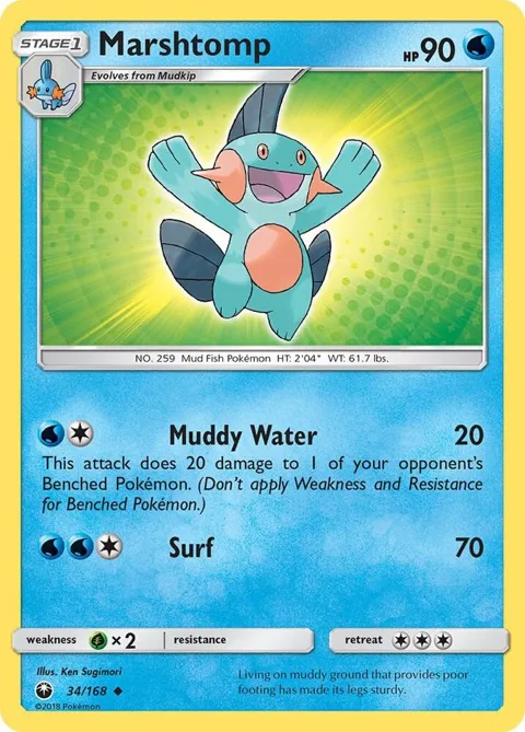 Marshtomp #34/168 Reverse Holofoil Pokémon card from SM - Celestial Storm
